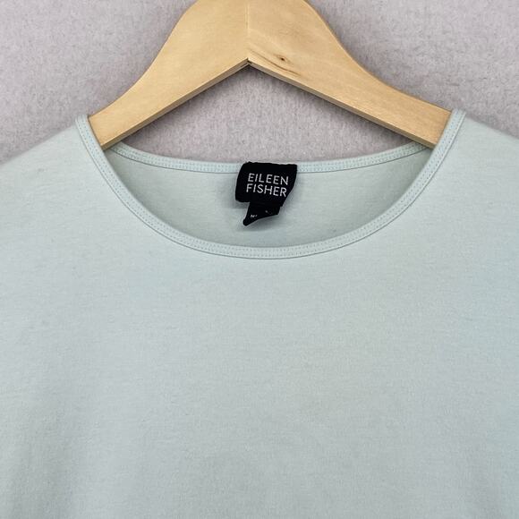 EILEEN FISHER Top XS Cotton Interlock Jersey Crewneck Short Sleeve Light Blue - Picture 4 of 11